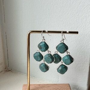 Elegant Silver tone and Turquoise color Earrings